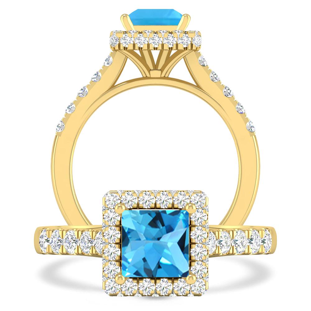 Yellow Gold - Blue Topaz