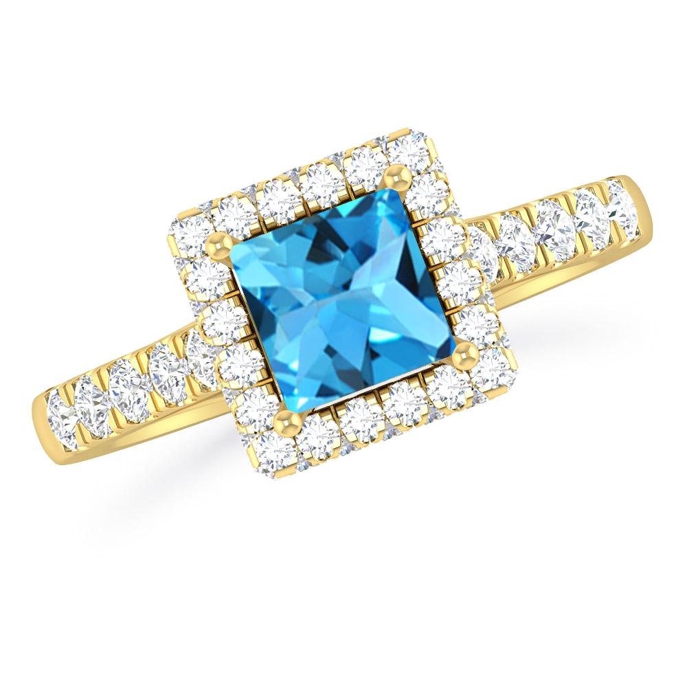 Yellow Gold - Blue Topaz