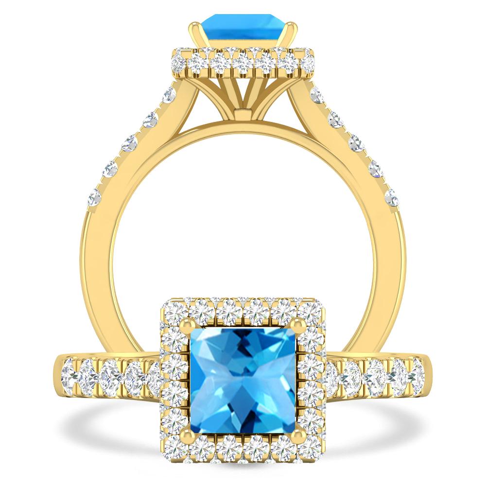 Yellow Gold - Blue Topaz