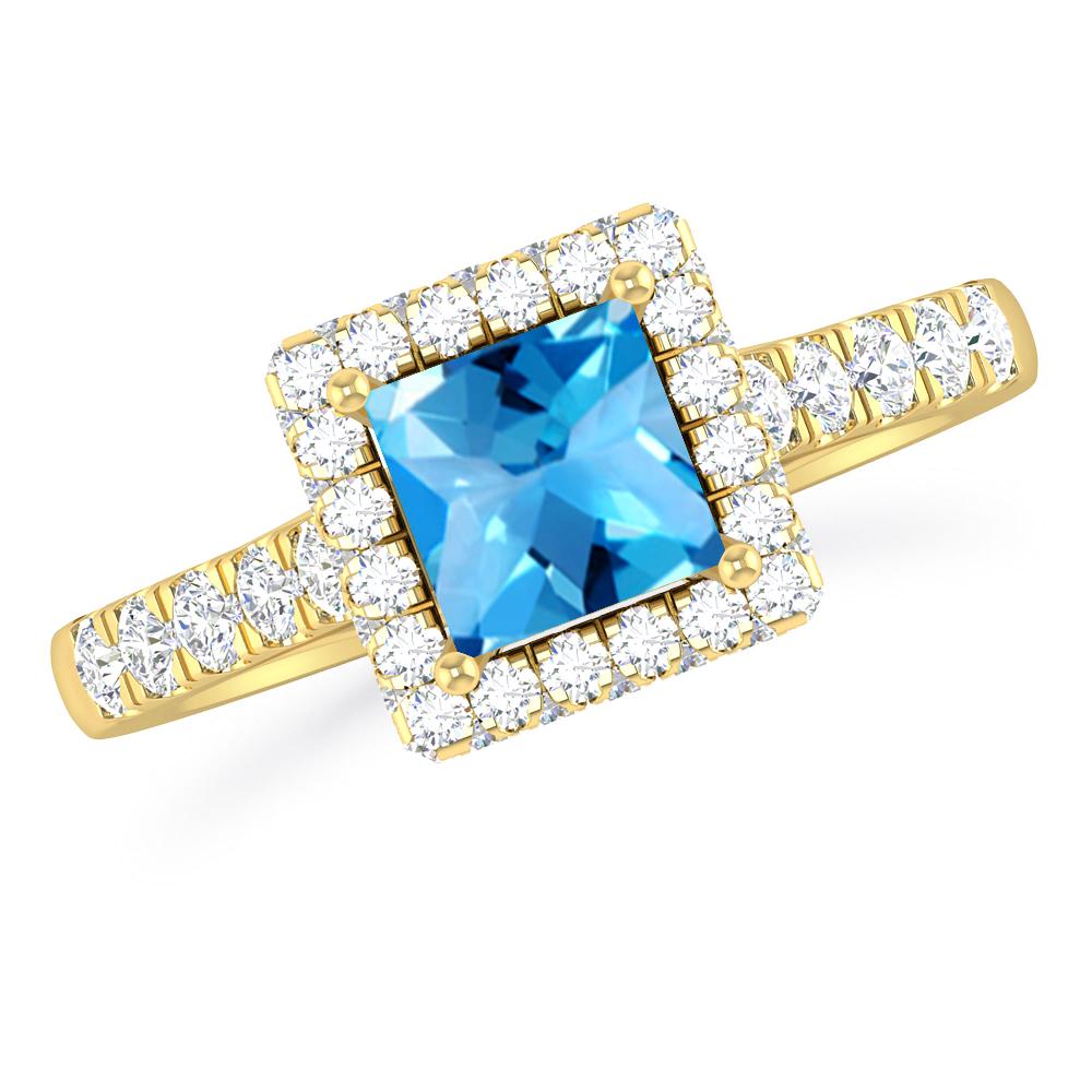 Yellow Gold - Blue Topaz