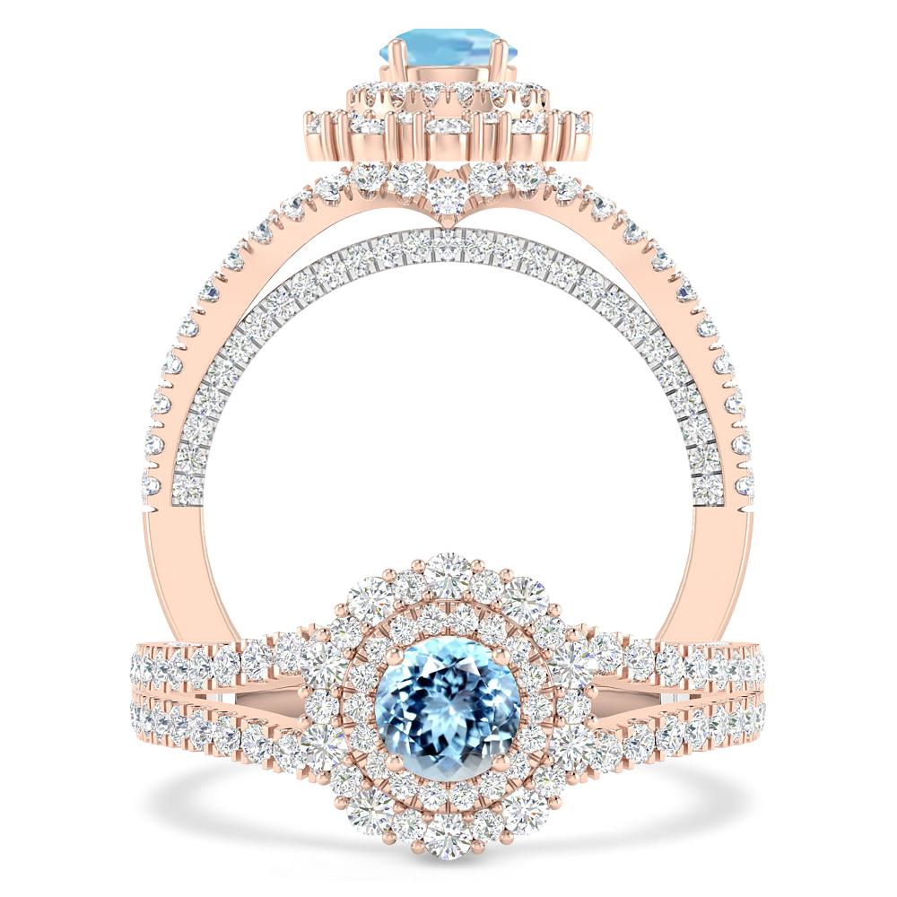 Rose Gold - Aquamarine