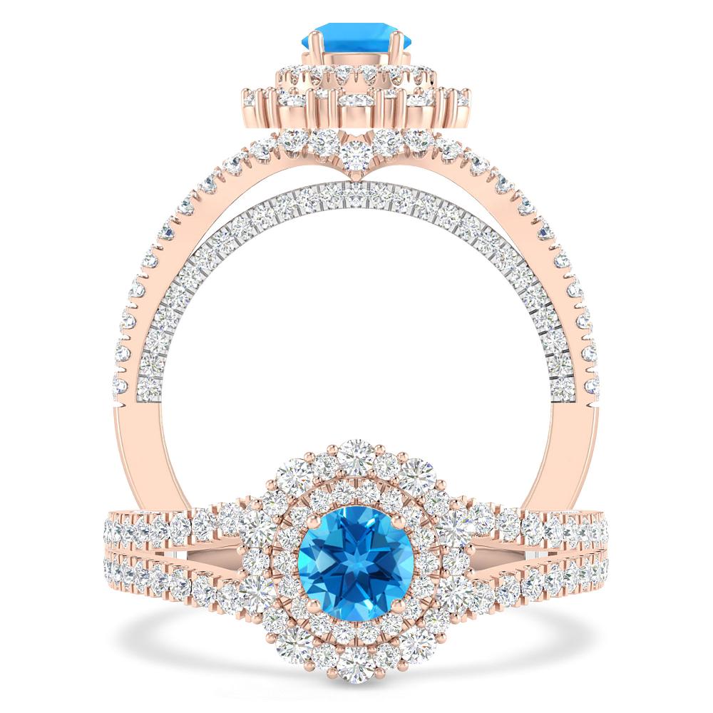 Rose Gold - Blue Topaz