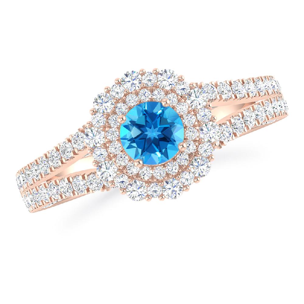 Rose Gold - Blue Topaz