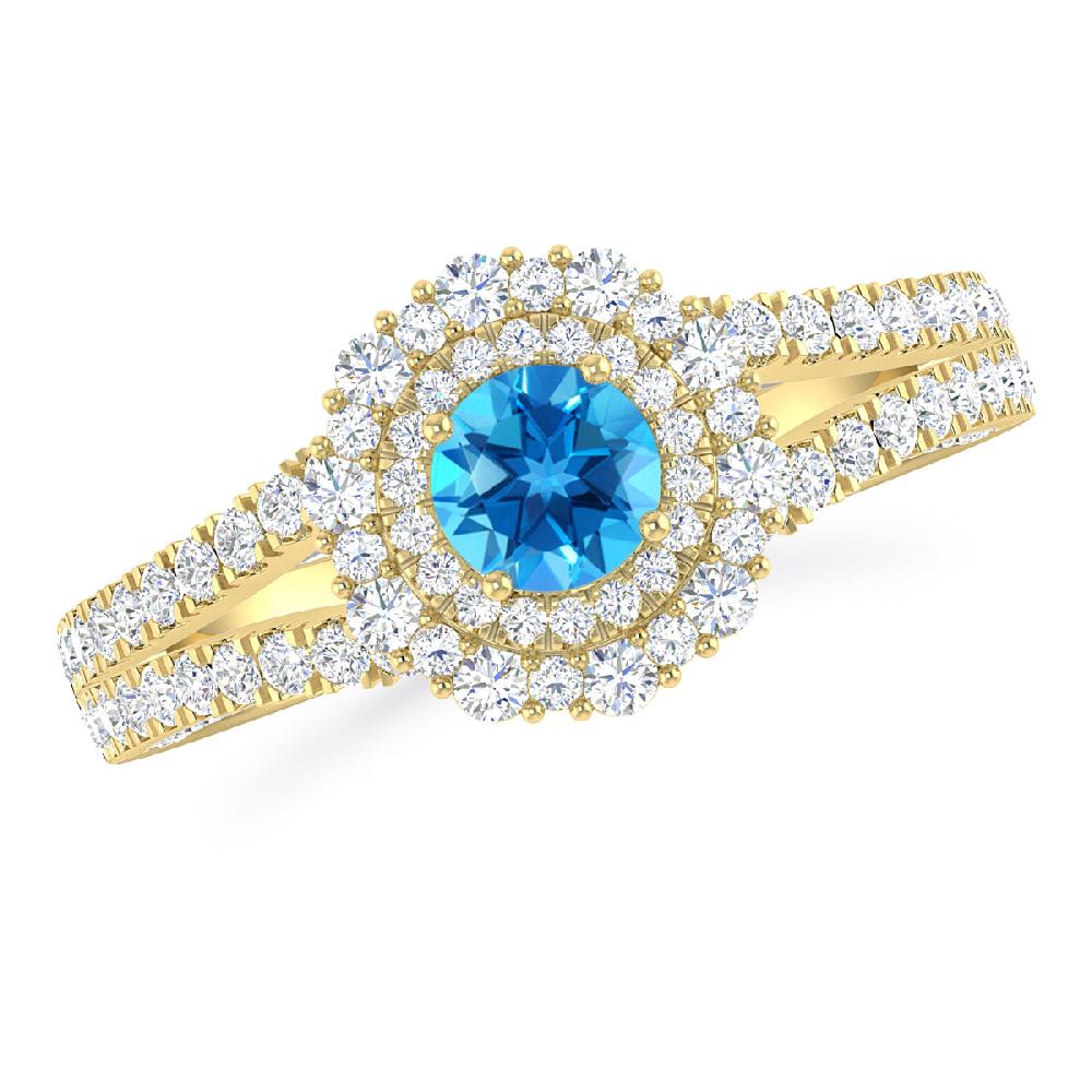 Yellow Gold - Blue Topaz