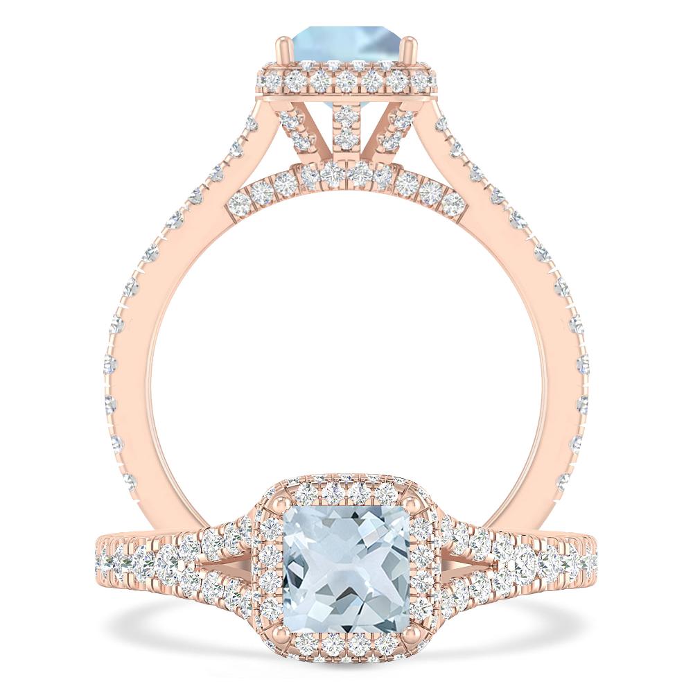 Rose Gold - Aquamarine