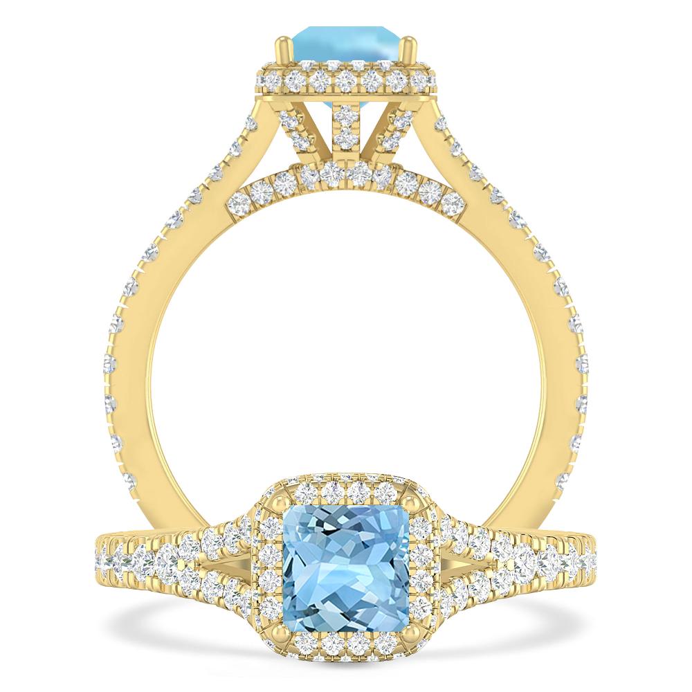 Yellow Gold - Aquamarine