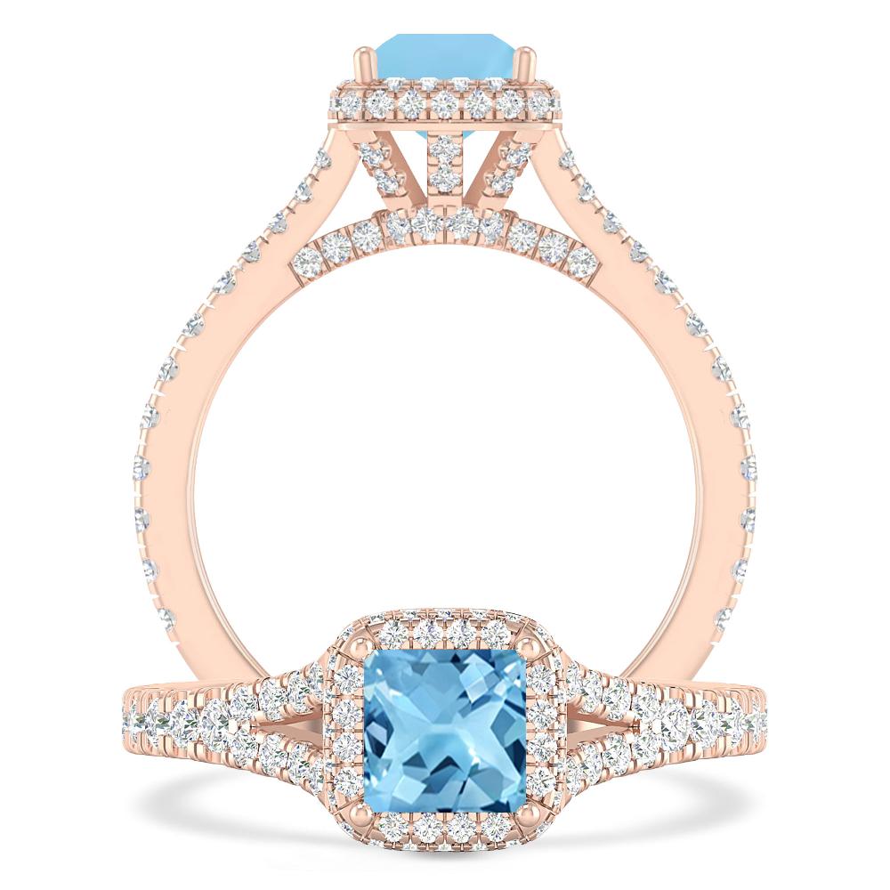 Rose Gold - Blue Topaz