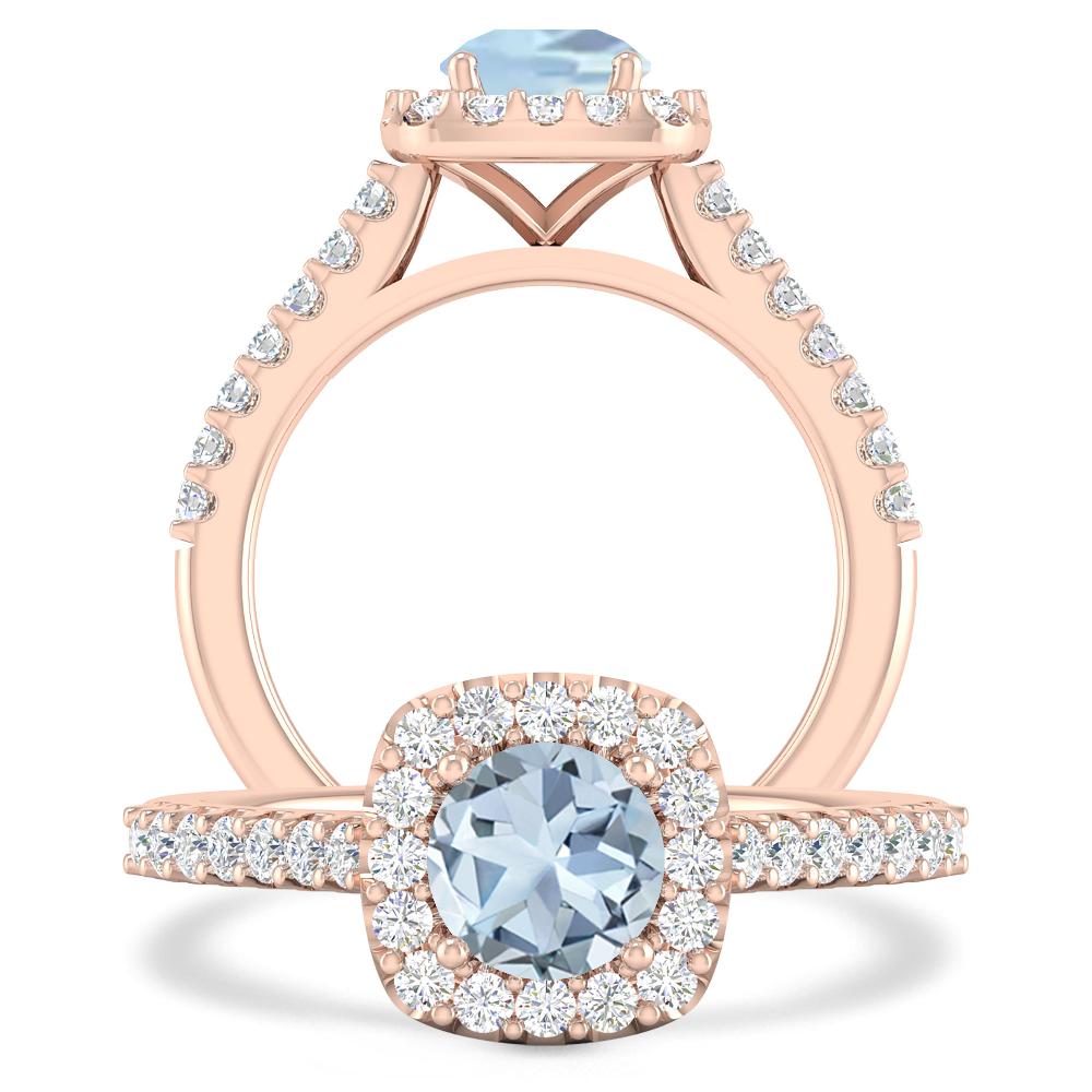 Rose Gold - Aquamarine