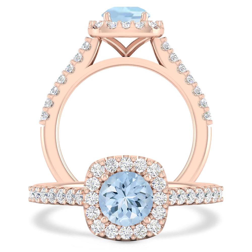 Rose Gold - Aquamarine