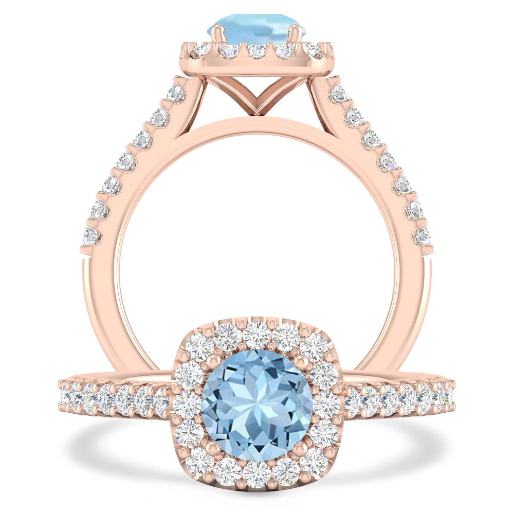 Rose Gold - Aquamarine