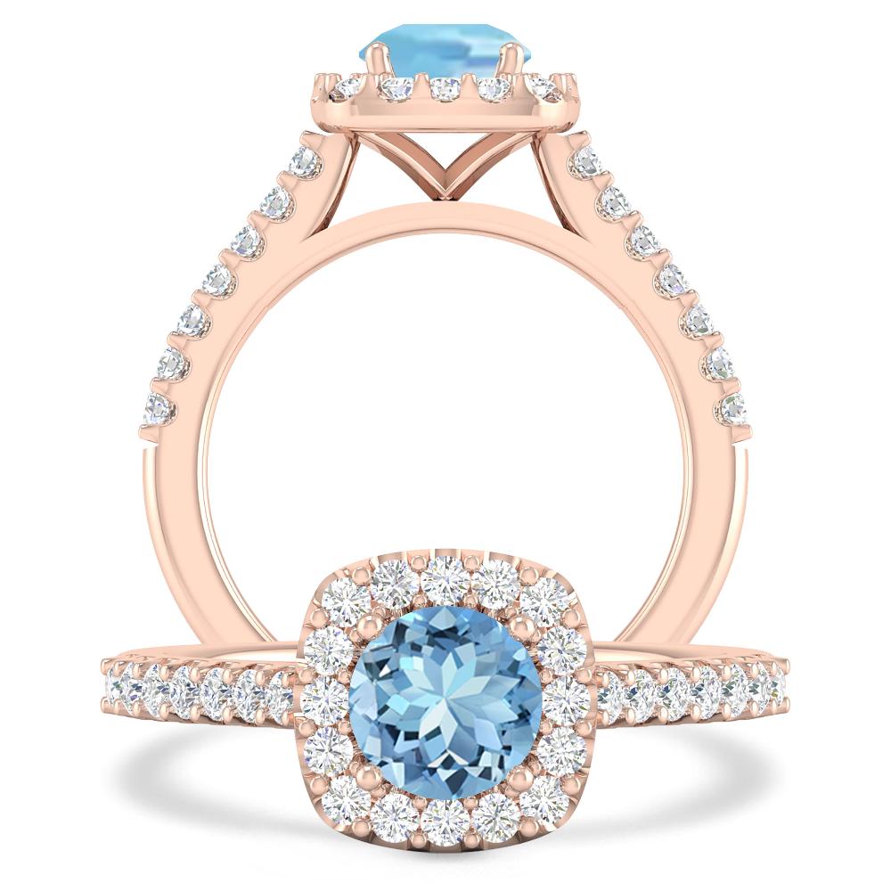 Rose Gold - Aquamarine