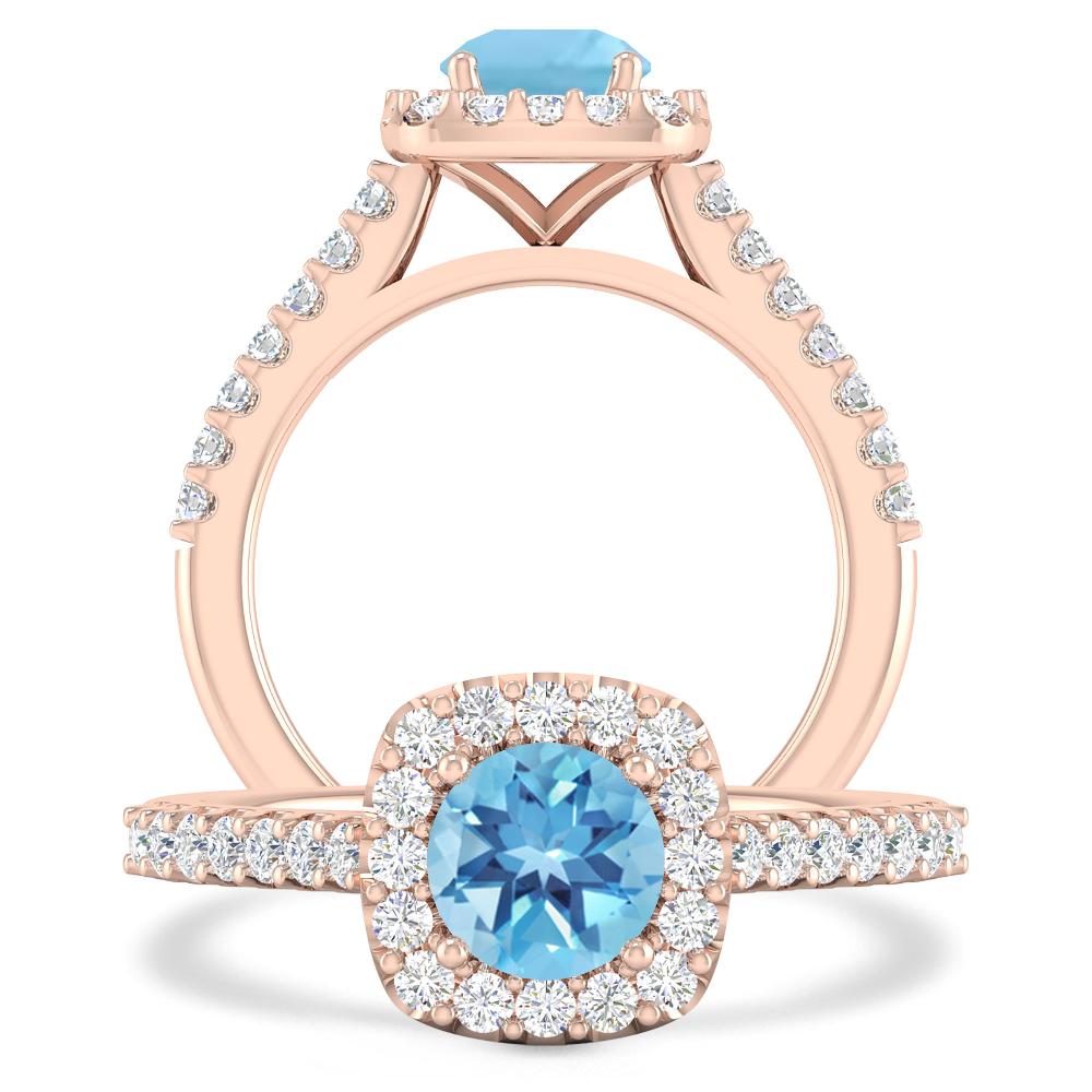 Rose Gold - Blue Topaz