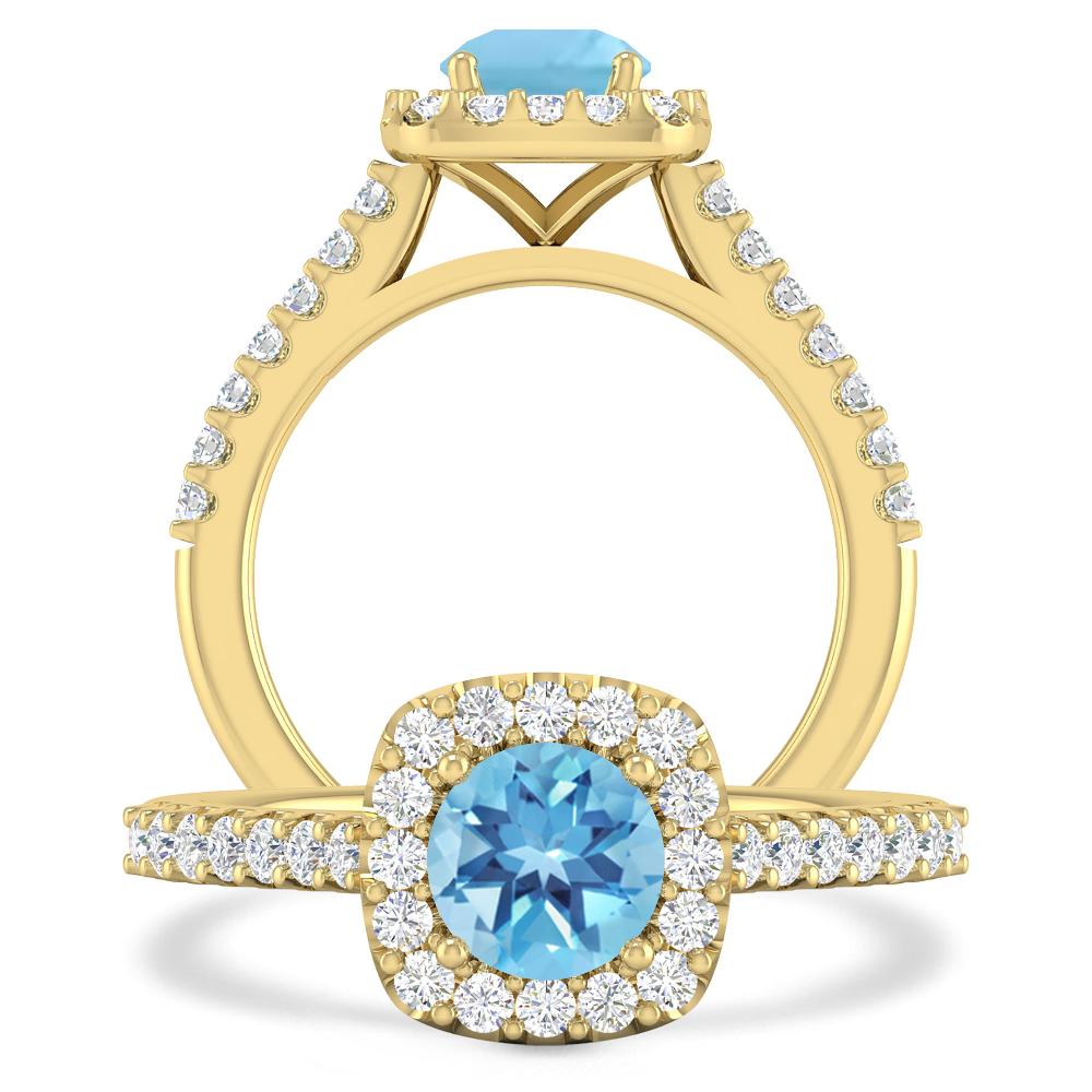 Yellow Gold - Blue Topaz