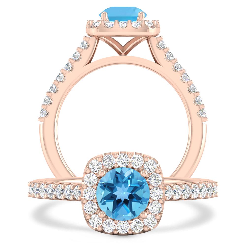 Rose Gold - Blue Topaz