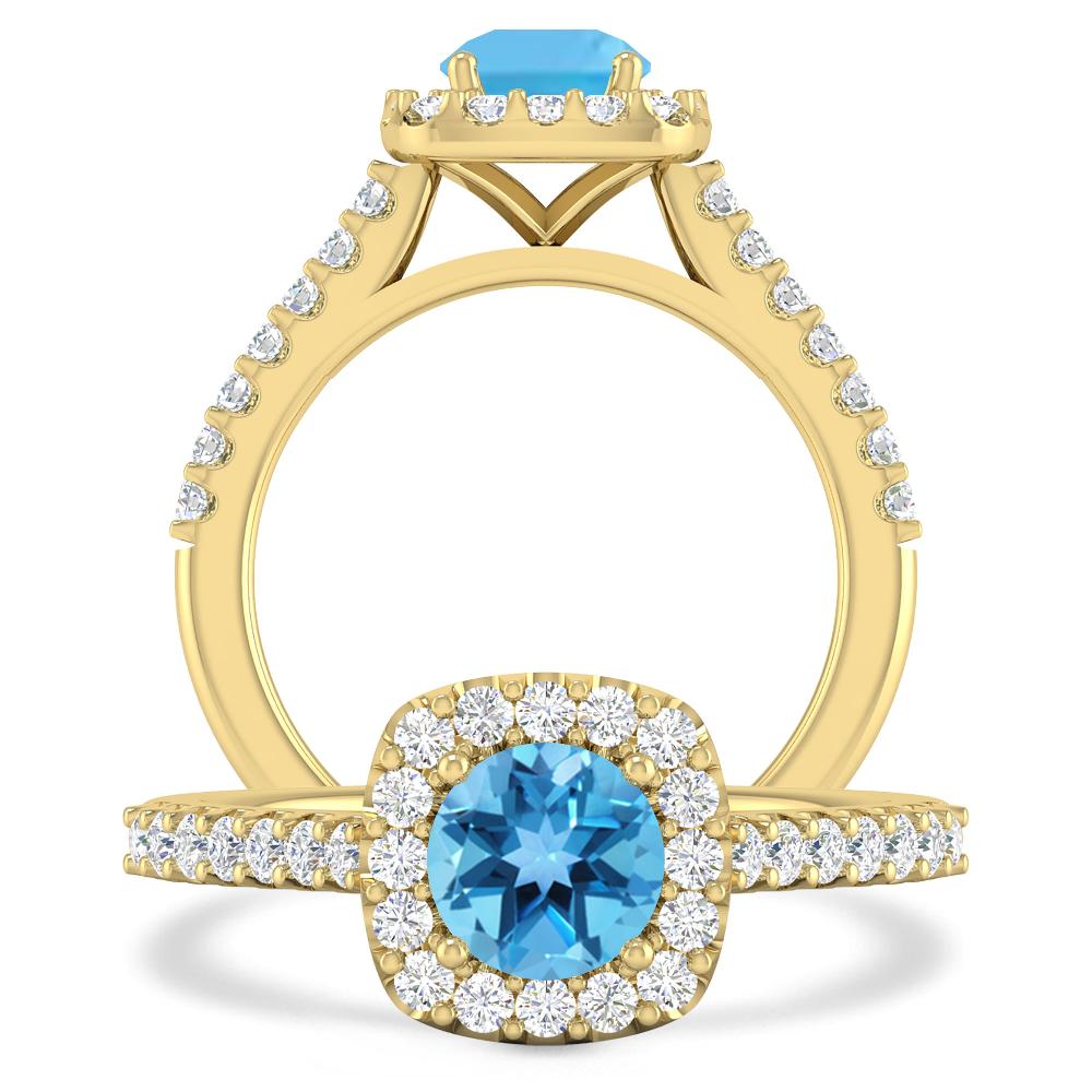 Yellow Gold - Blue Topaz