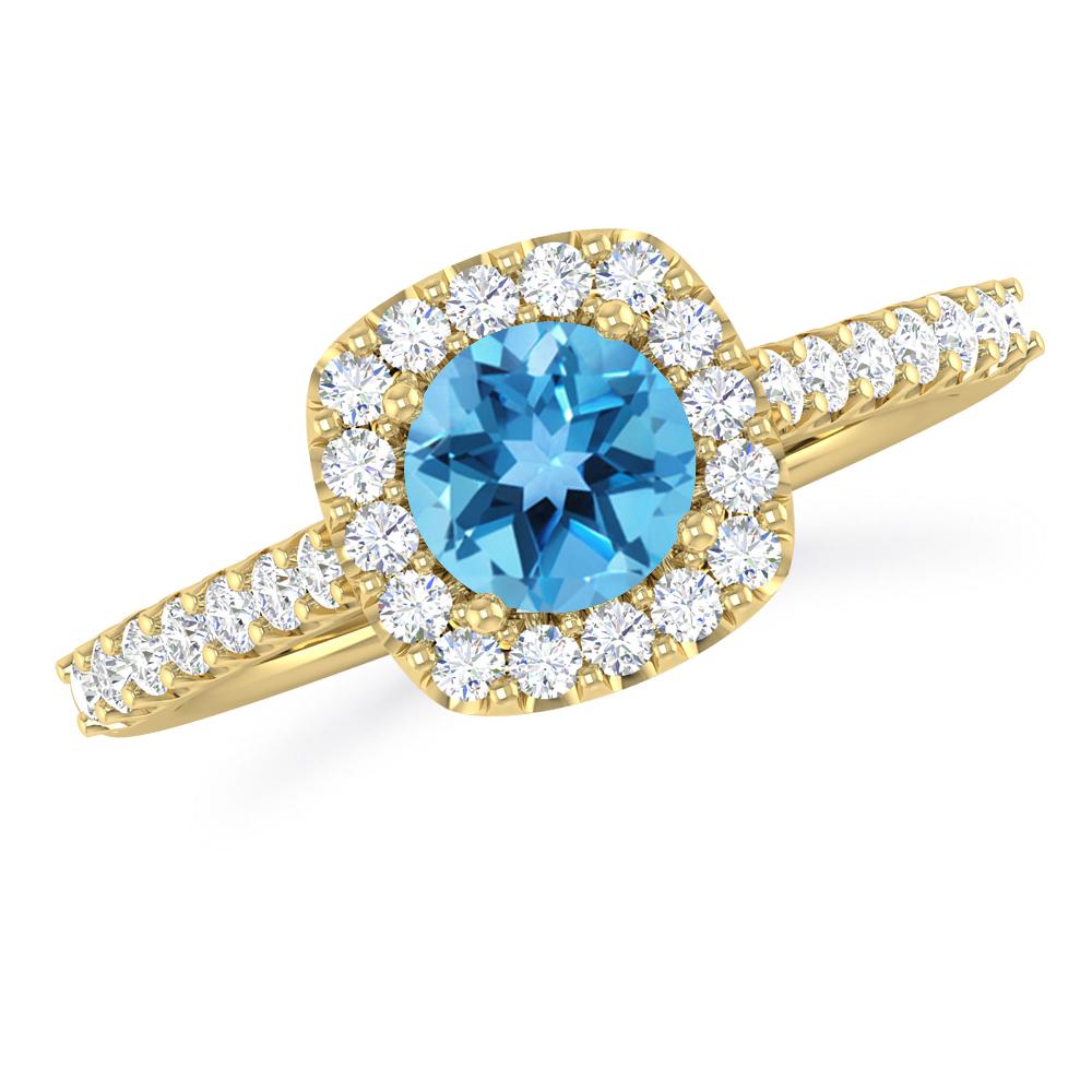 Yellow Gold - Blue Topaz