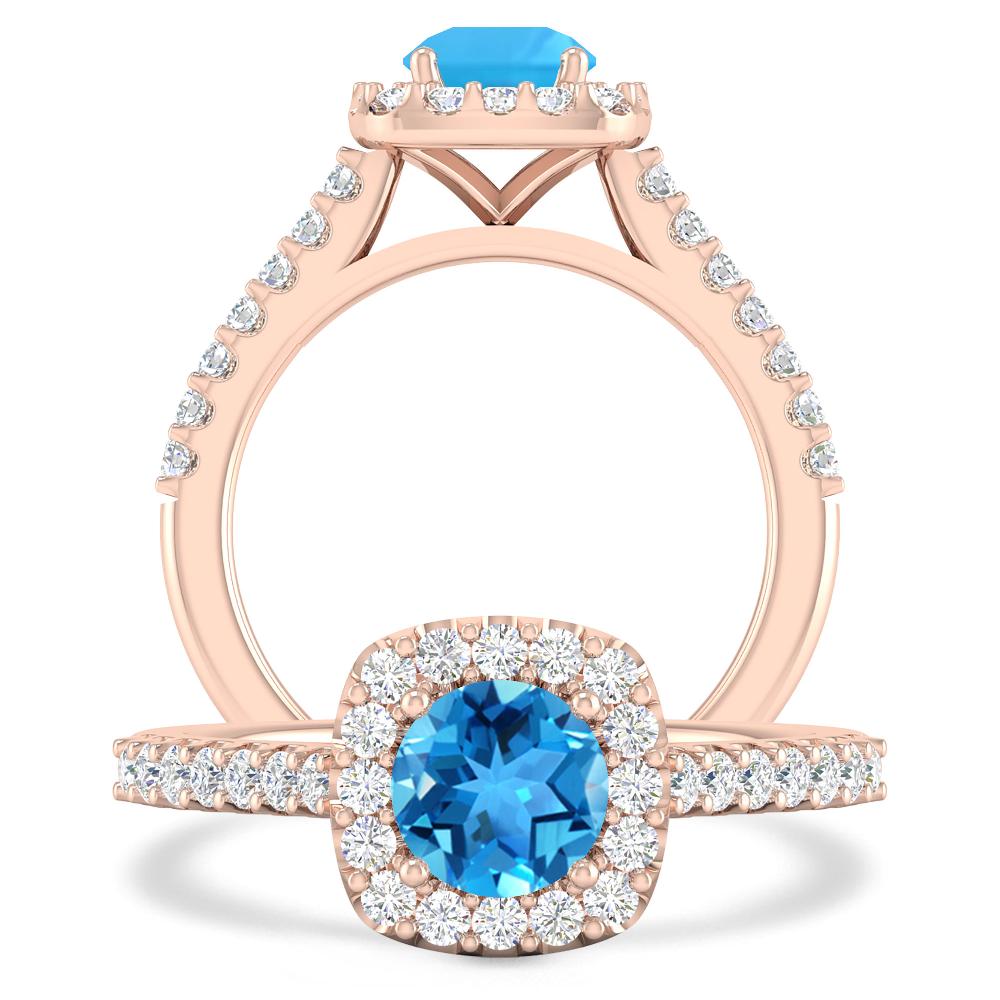 Rose Gold - Blue Topaz