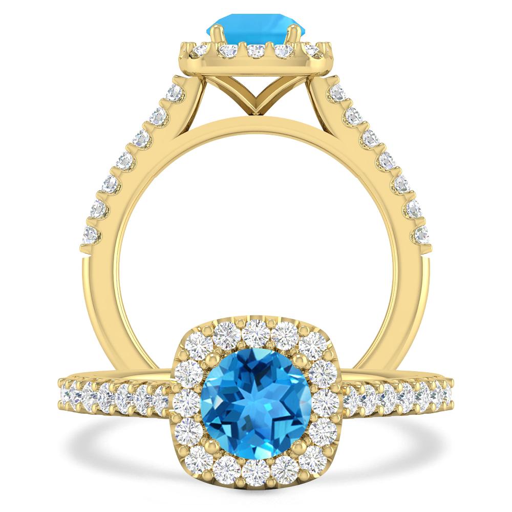 Yellow Gold - Blue Topaz