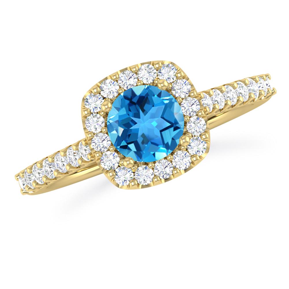 Yellow Gold - Blue Topaz