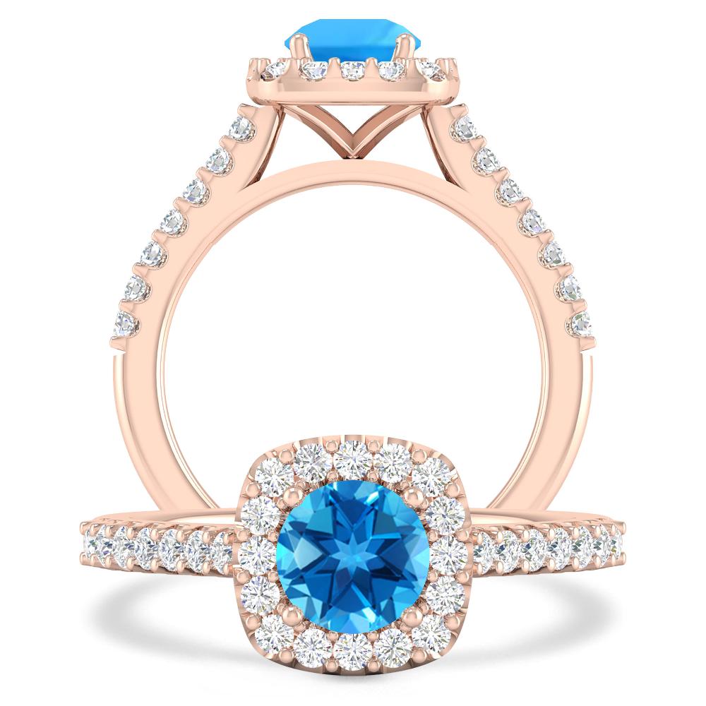 Rose Gold - Blue Topaz