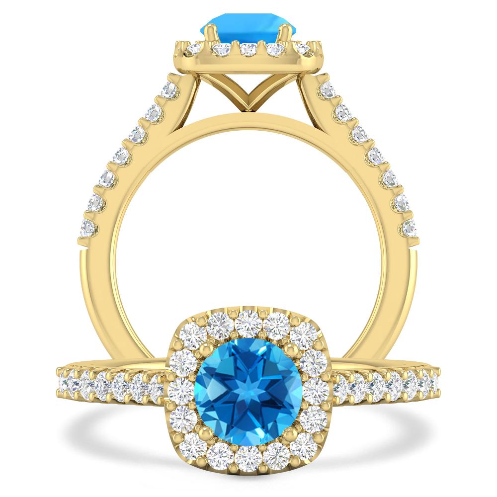 Yellow Gold - Blue Topaz