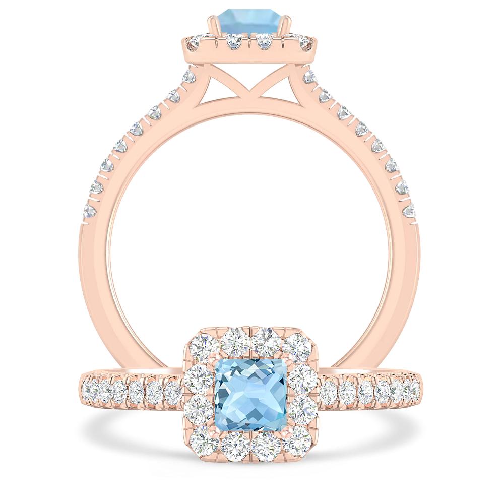 Rose Gold - Aquamarine