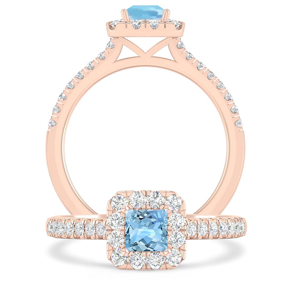 Rose Gold - Aquamarine