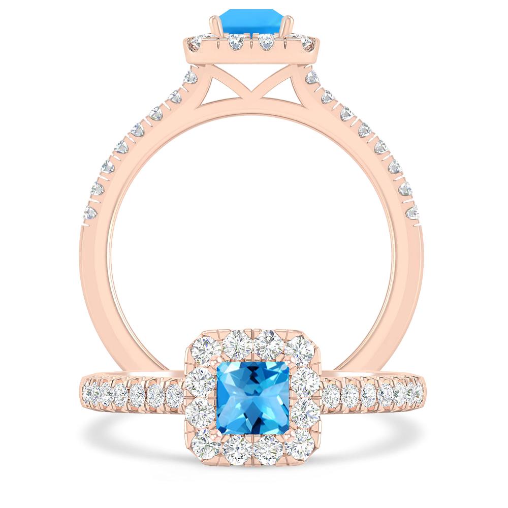 Rose Gold - Blue Topaz