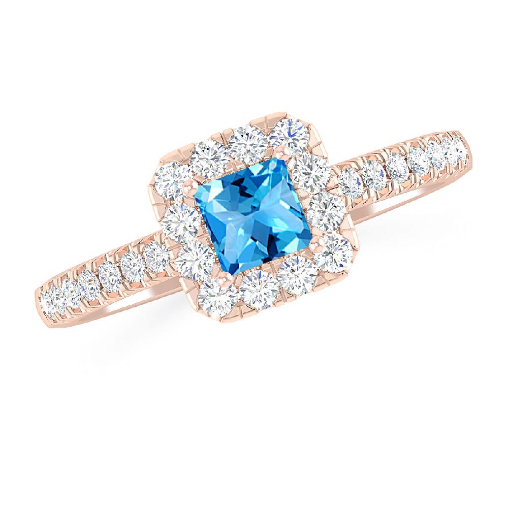 Rose Gold - Blue Topaz