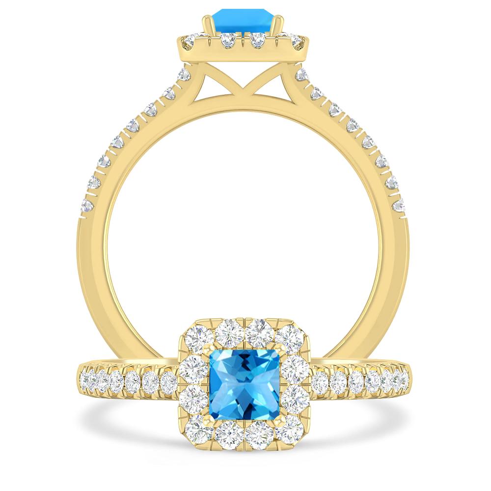 Yellow Gold - Blue Topaz