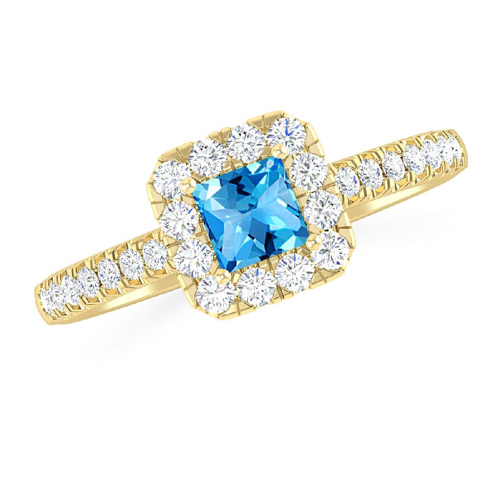 Yellow Gold - Blue Topaz