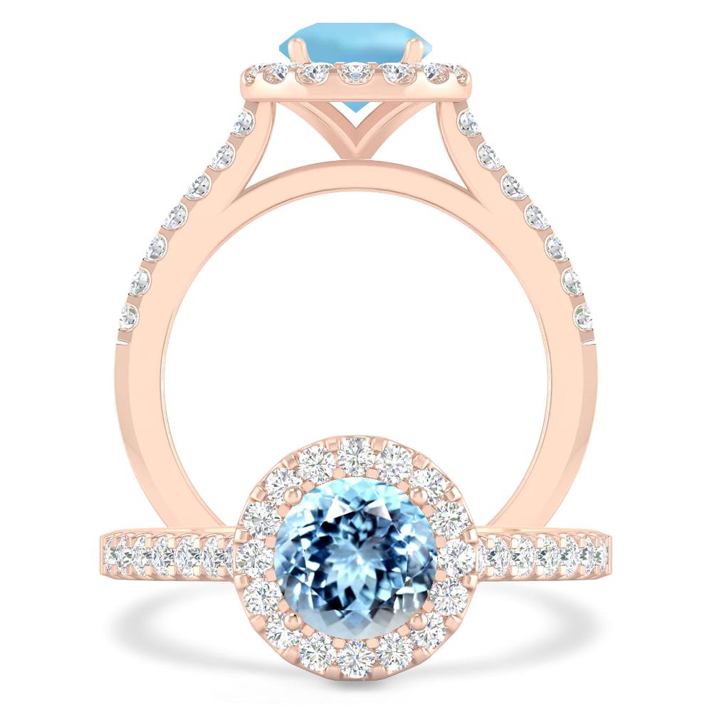 Rose Gold - Aquamarine