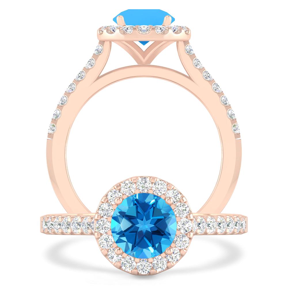 Rose Gold - Blue Topaz