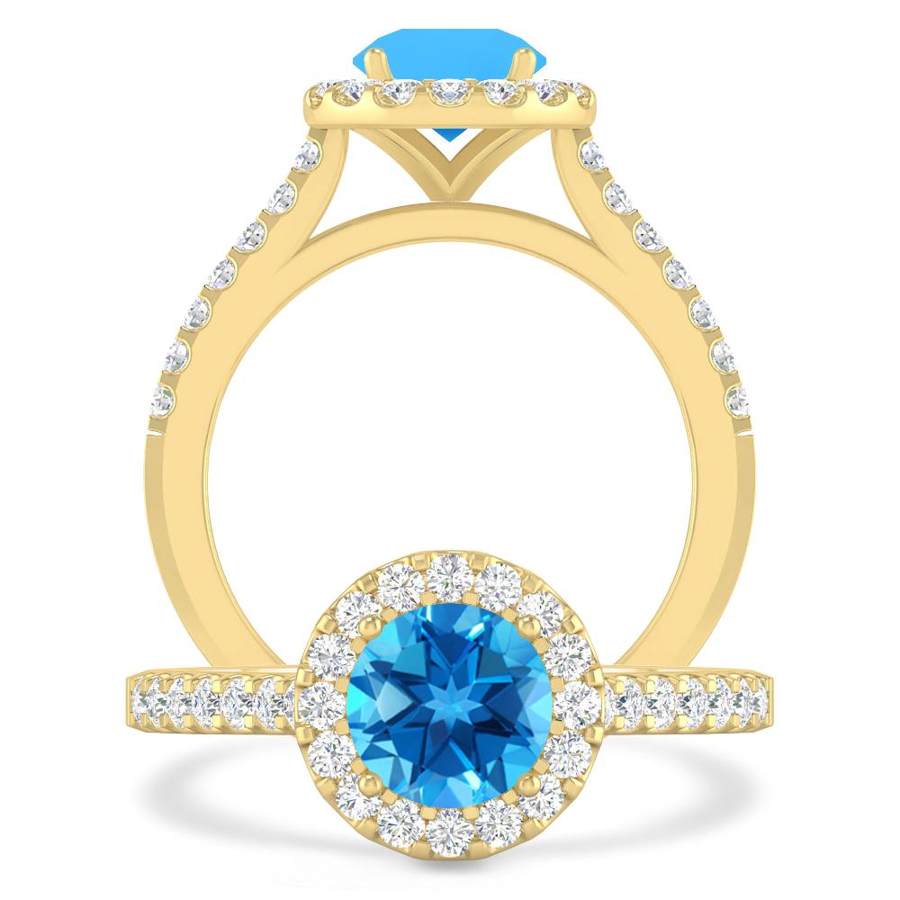 Yellow Gold - Blue Topaz