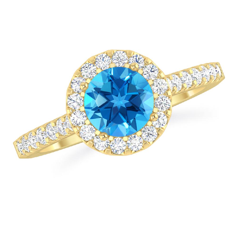 Yellow Gold - Blue Topaz