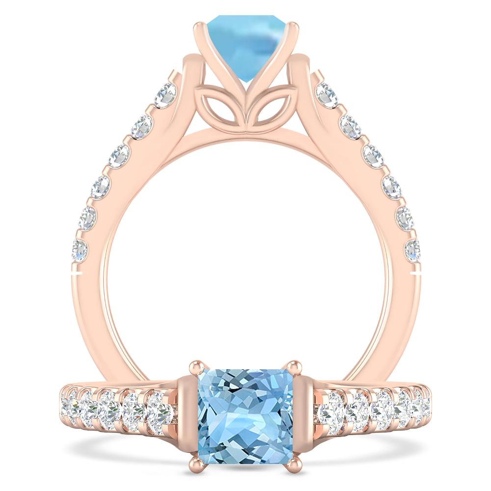 Rose Gold - Aquamarine