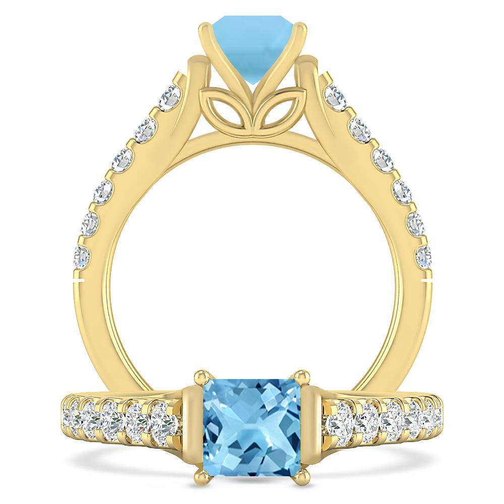 Yellow Gold - Blue Topaz