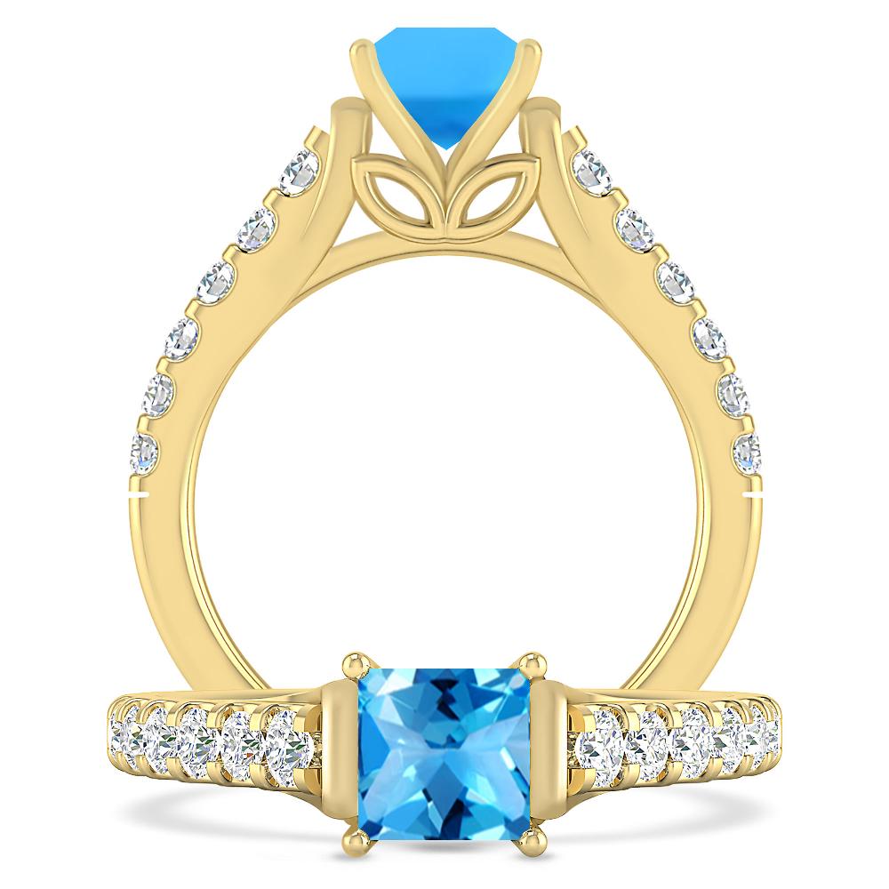 Yellow Gold - Blue Topaz