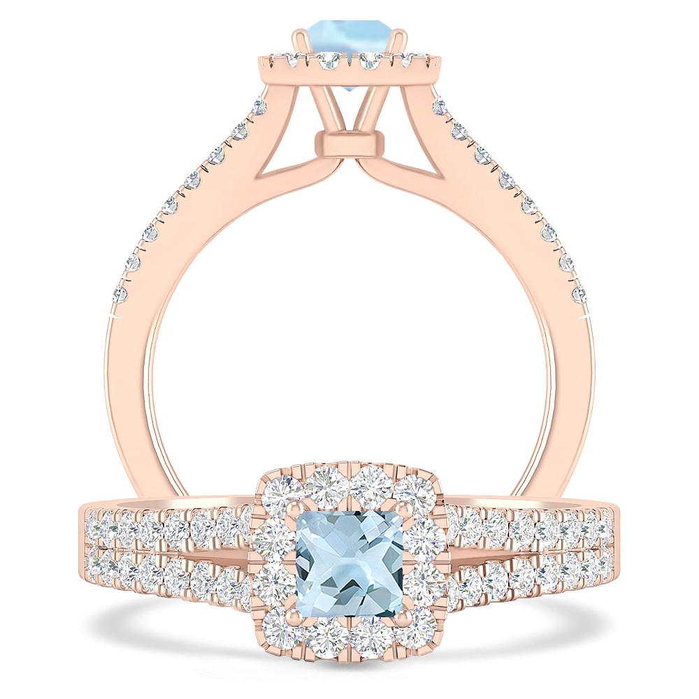 Rose Gold - Aquamarine