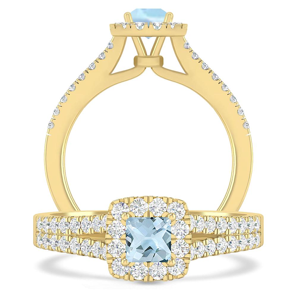 Yellow Gold - Aquamarine