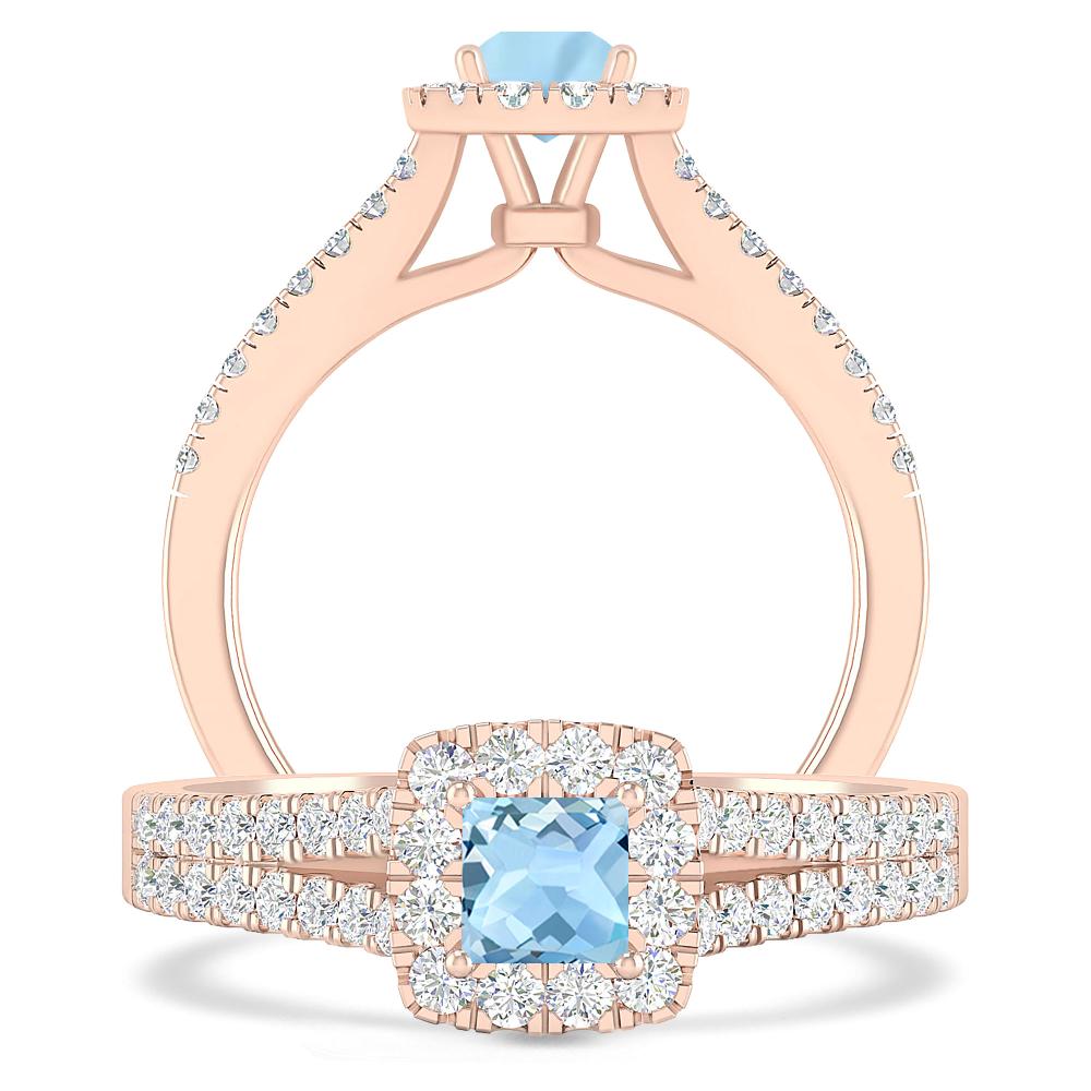 Rose Gold - Aquamarine