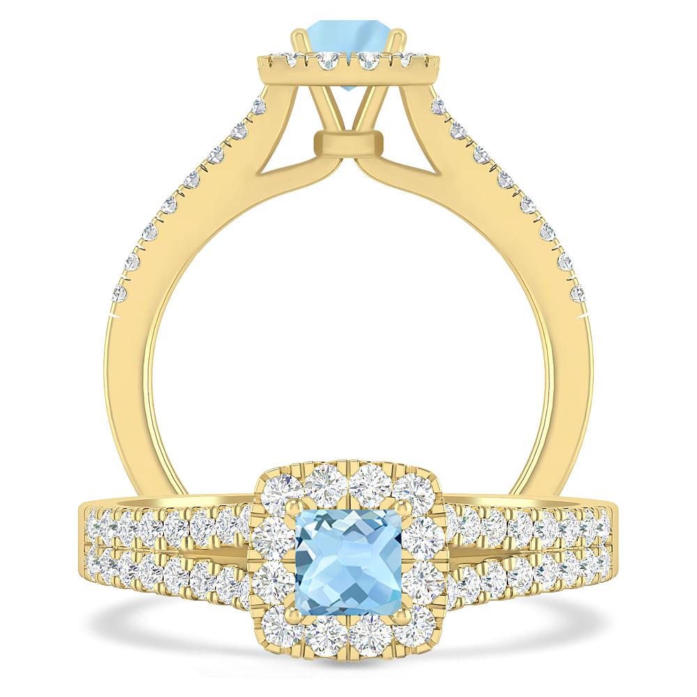 Yellow Gold - Aquamarine