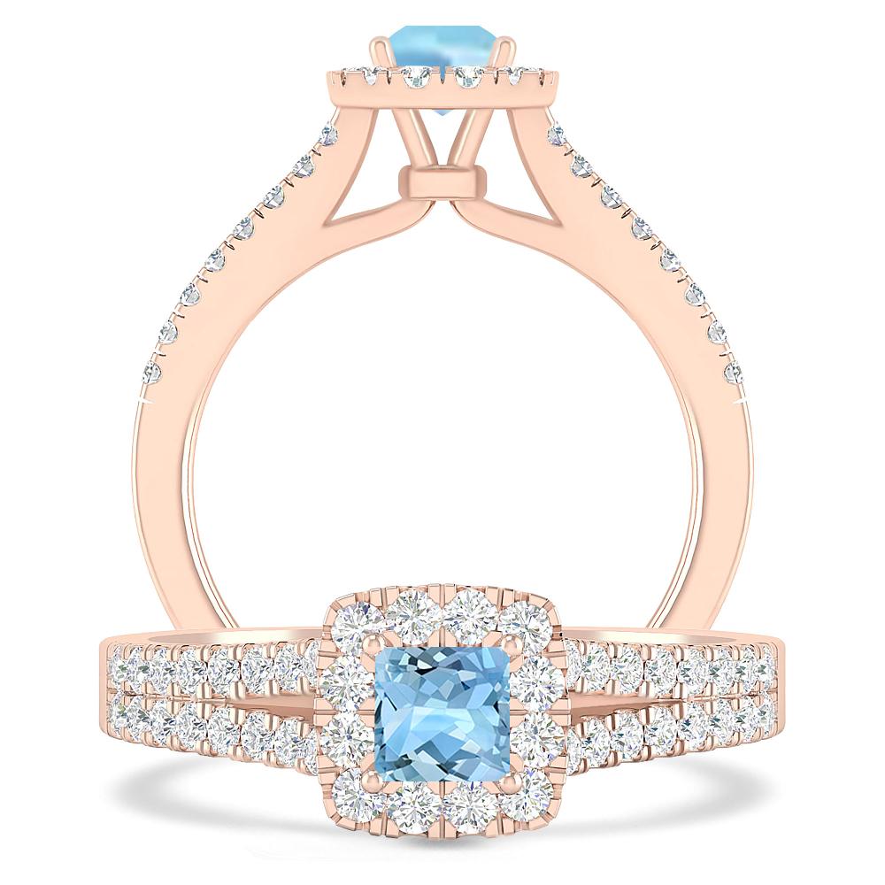 Rose Gold - Aquamarine