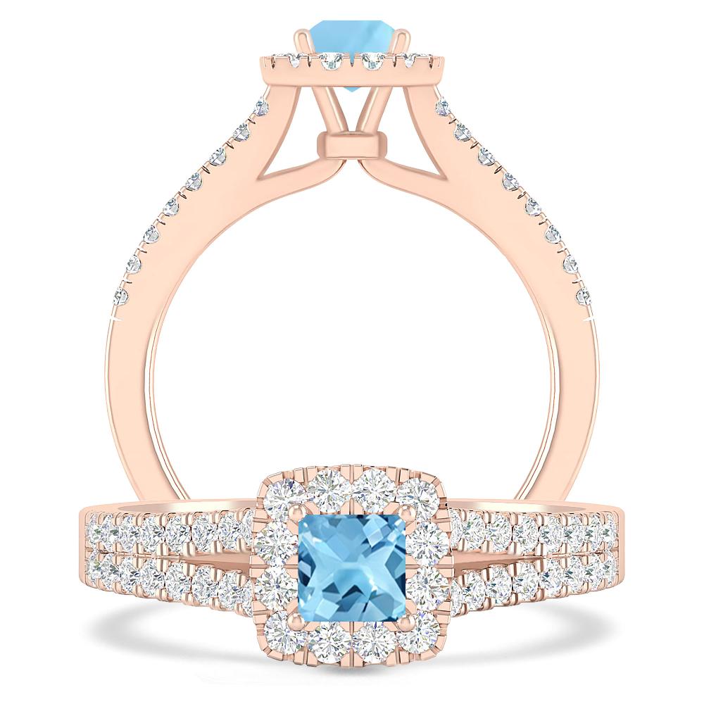 Rose Gold - Blue Topaz