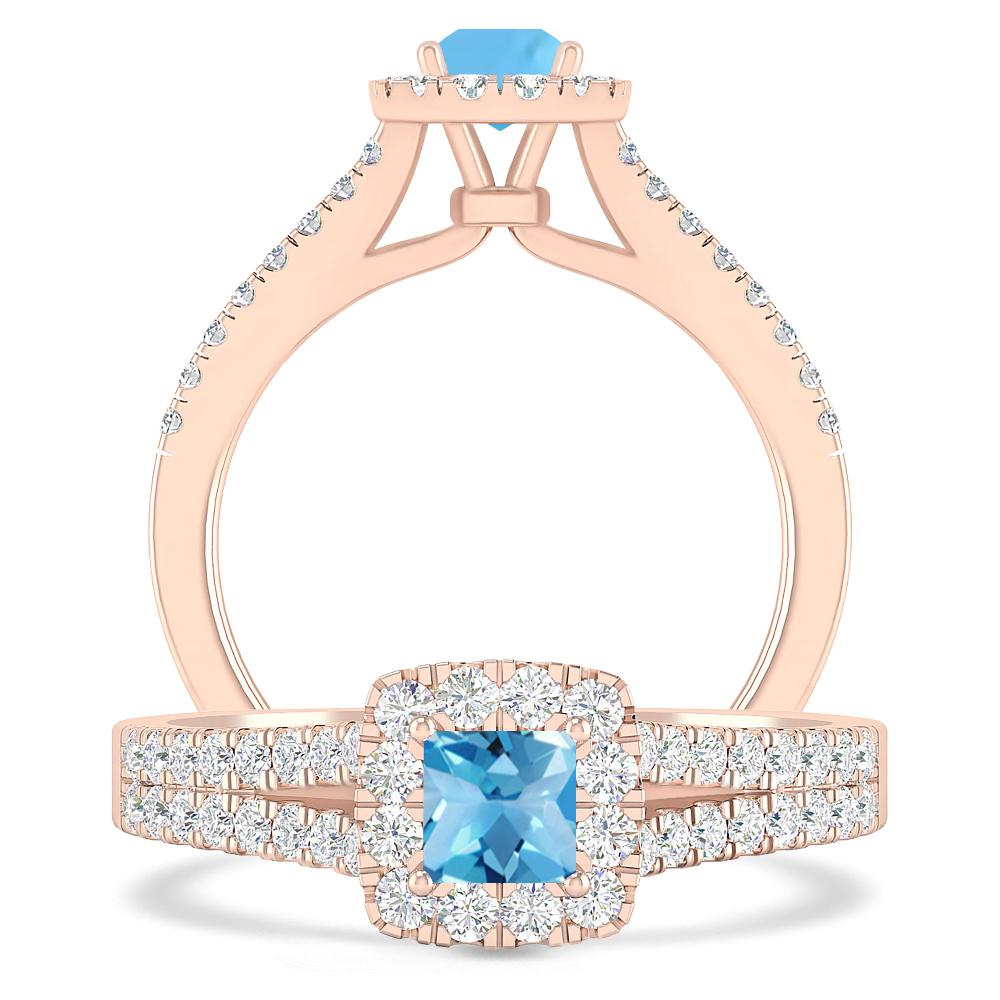 Rose Gold - Blue Topaz