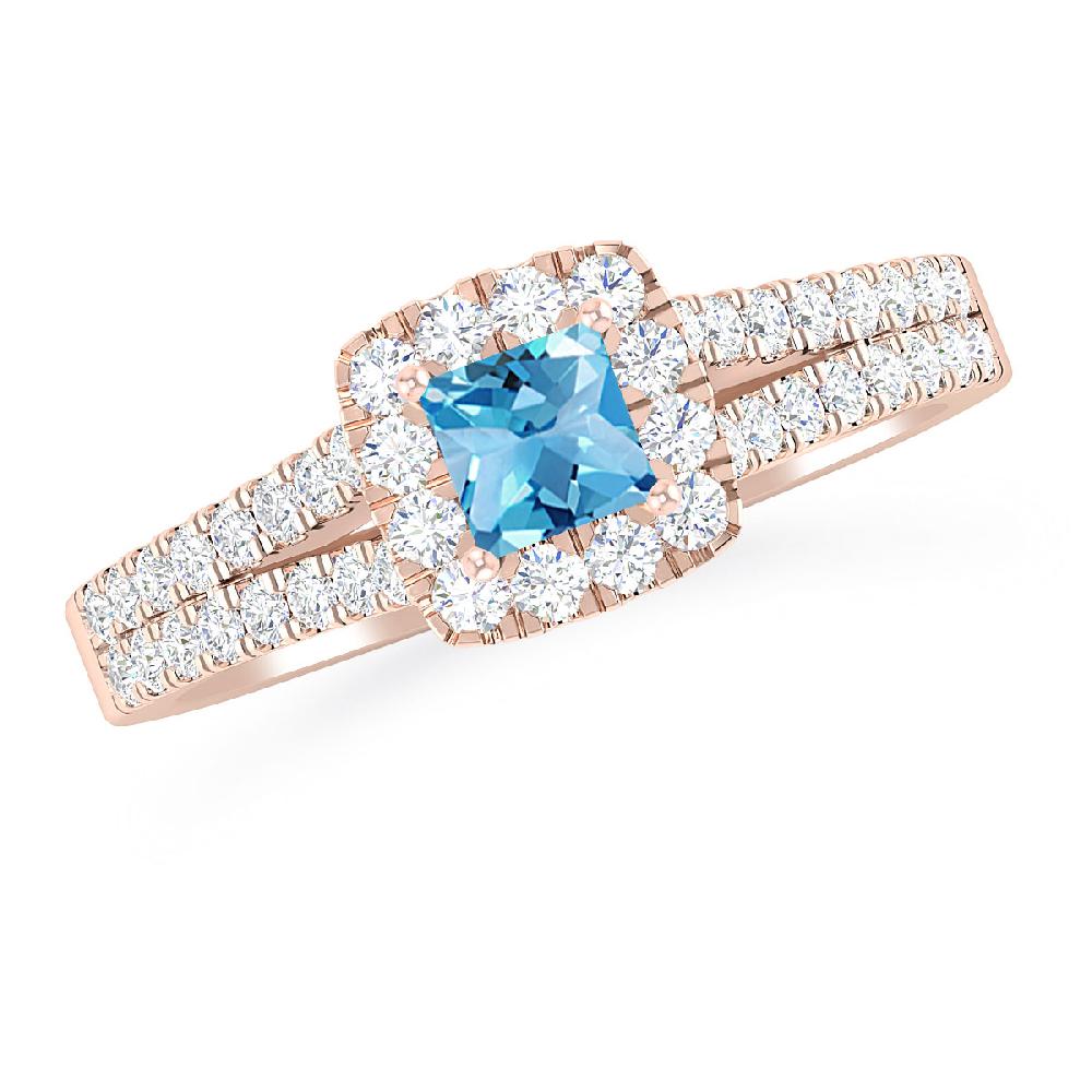 Rose Gold - Blue Topaz