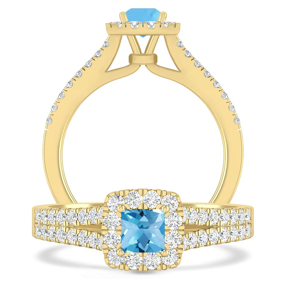 Yellow Gold - Blue Topaz