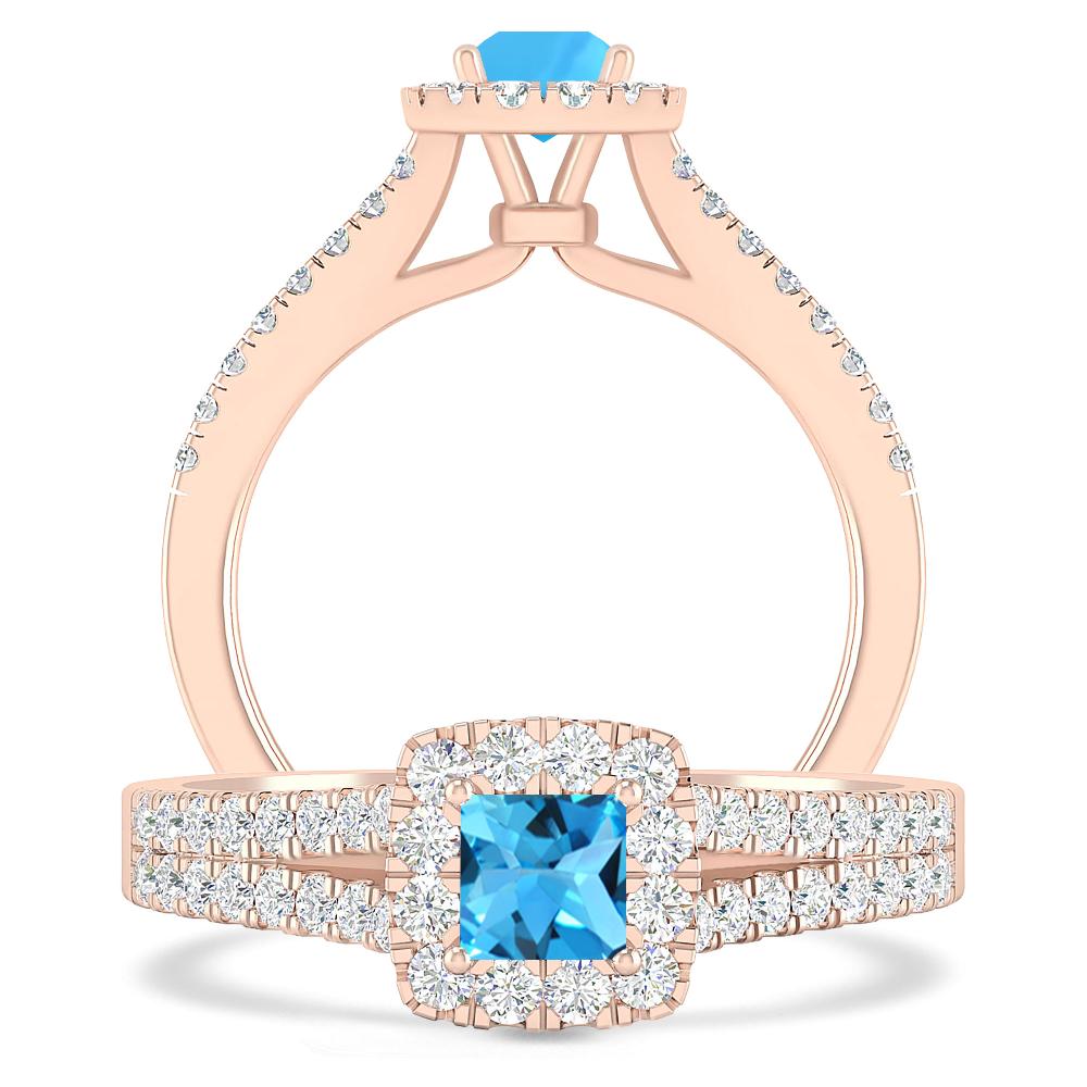 Rose Gold - Blue Topaz