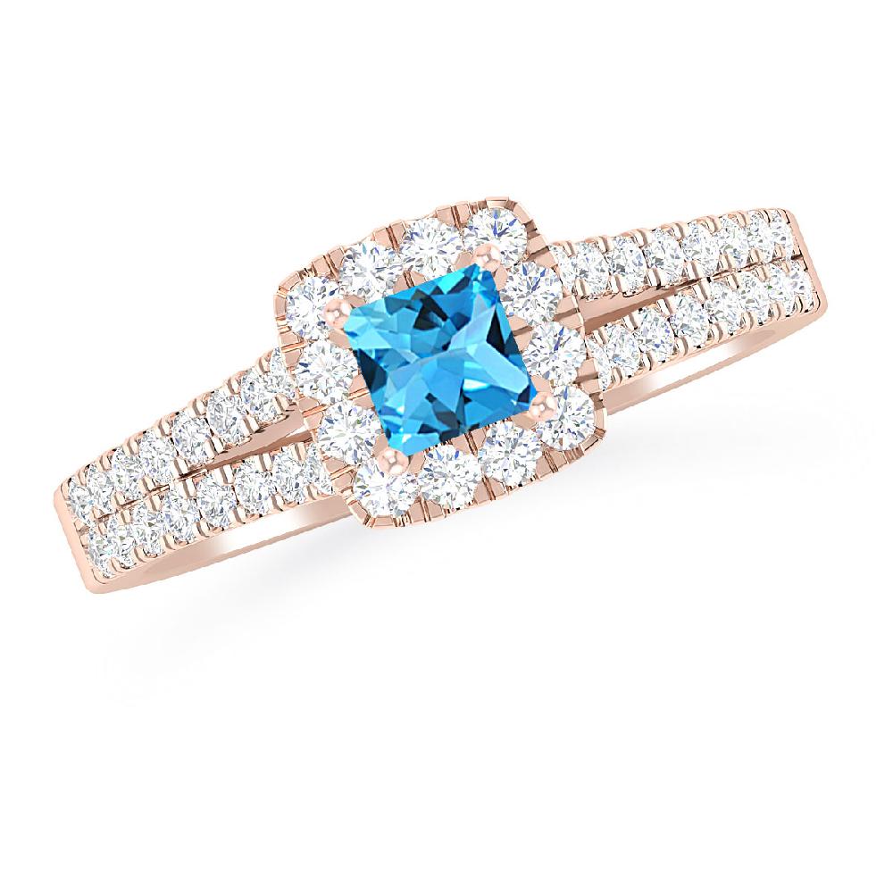 Rose Gold - Blue Topaz