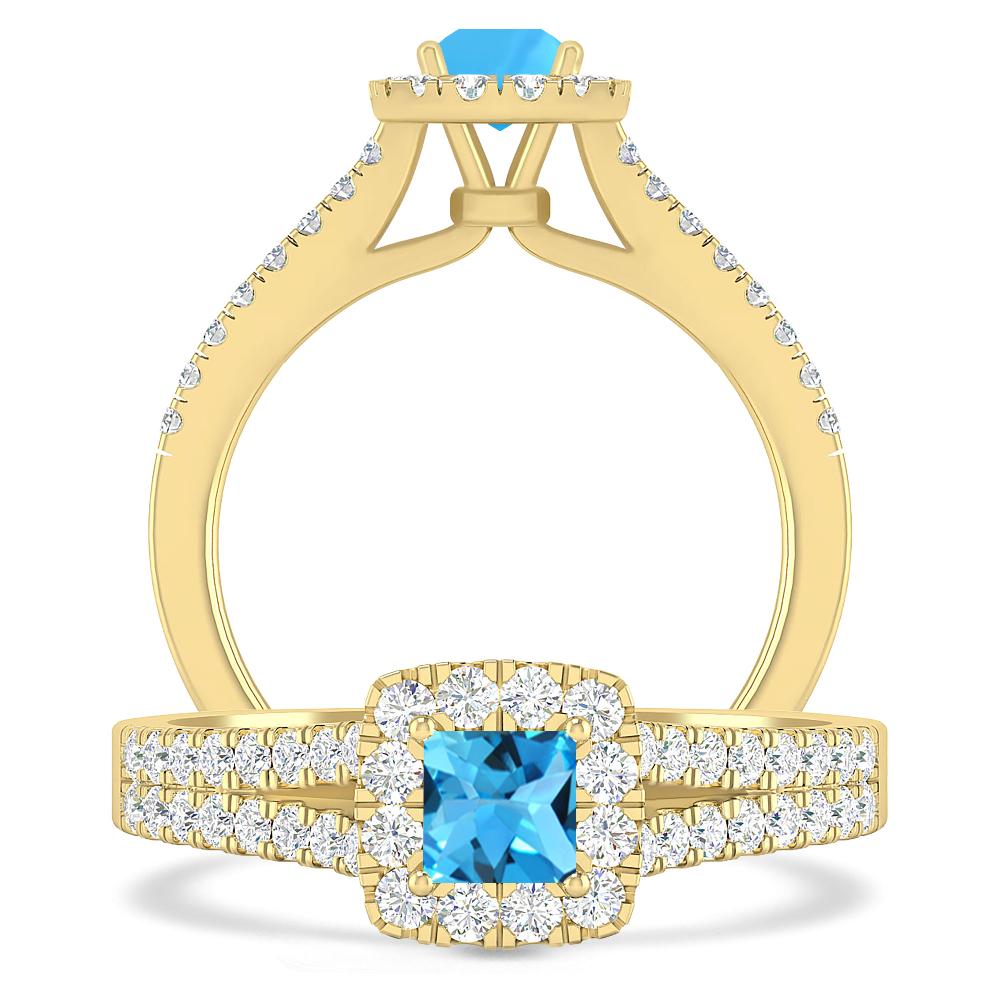 Yellow Gold - Blue Topaz